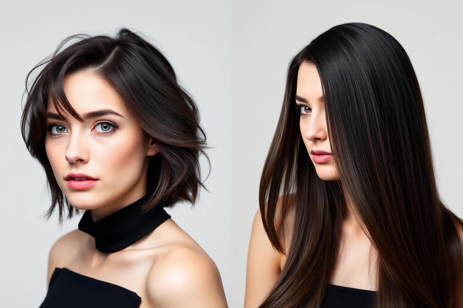 Before and after hair extension transformation